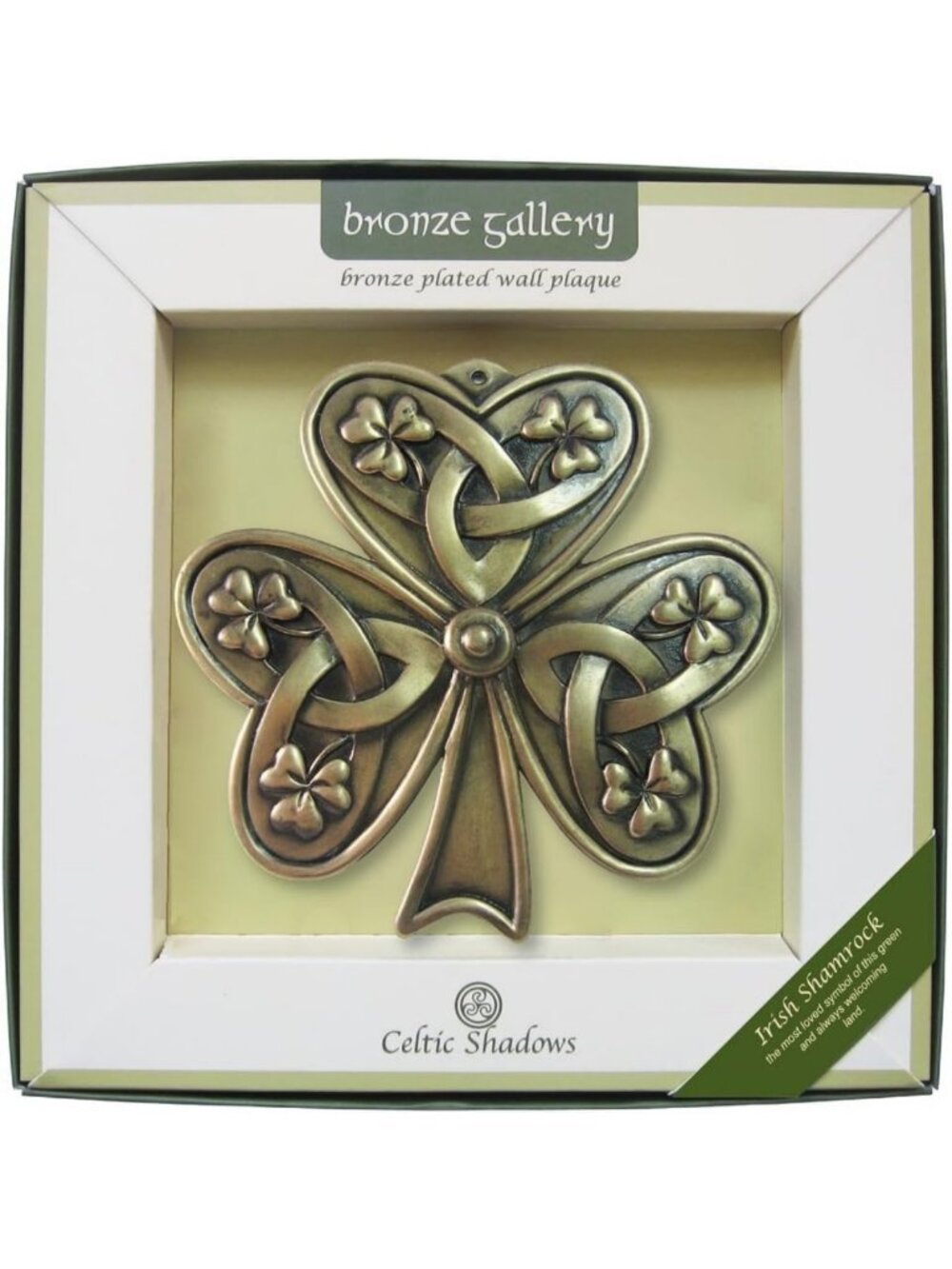 Shamrock Design Bronze Wall Plaque - Decorative Home Accent, Irish Decor